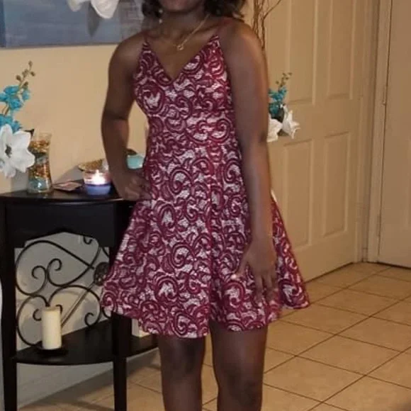 My Michelle Burgundy Mini lace dress Size 3